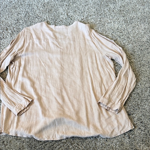 Express Beige Button-Down Blouse - Picture 3 of 4